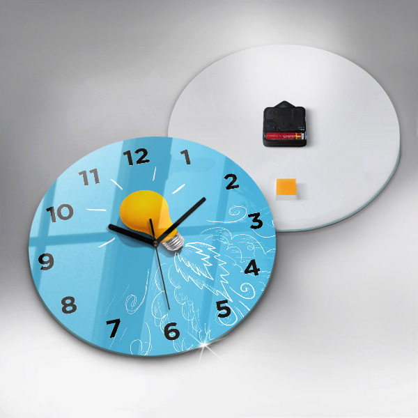 Round glass clock Light bulb drawing