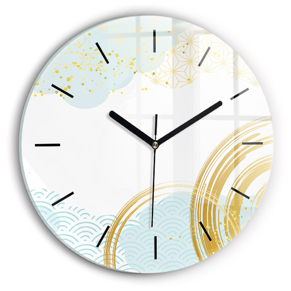 Round glass clock Decorative pattern