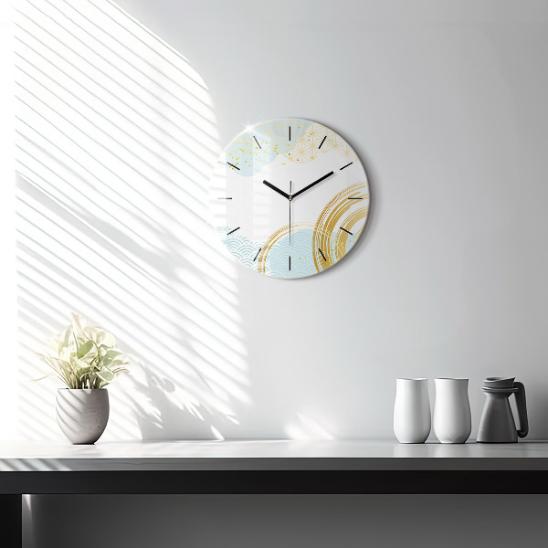 Round glass clock Decorative pattern