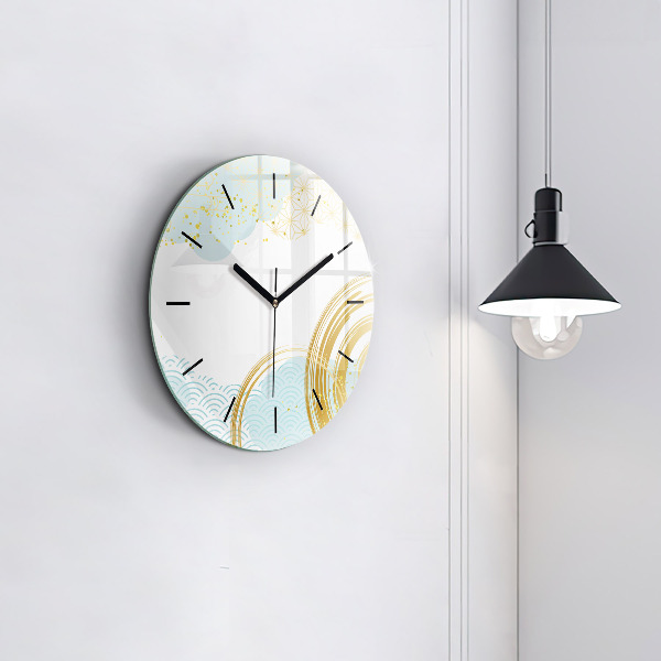 Round glass clock Decorative pattern
