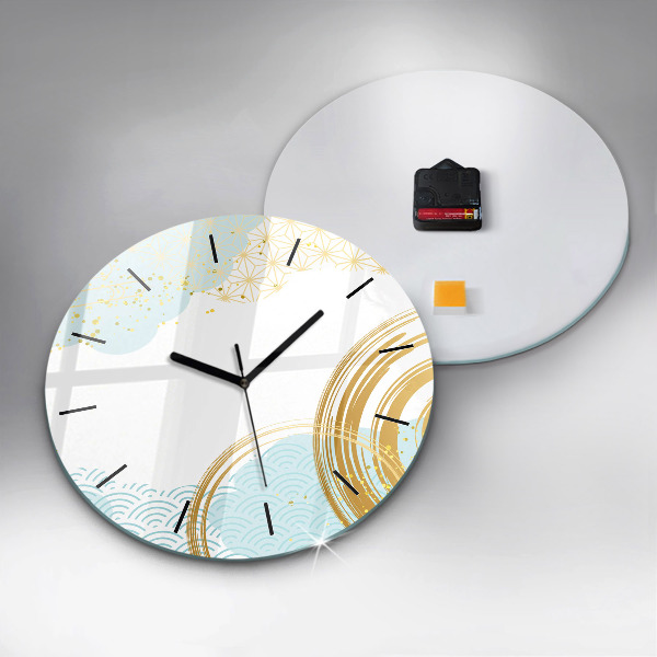 Round glass clock Decorative pattern