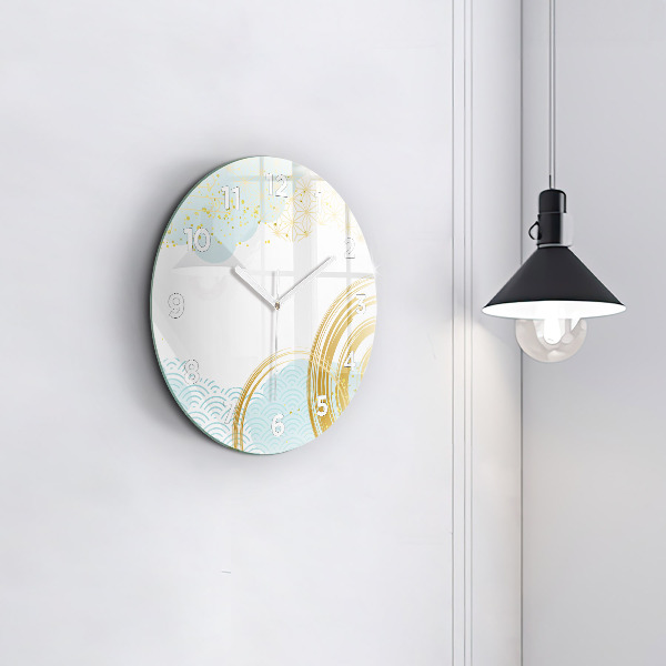 Round glass clock Decorative pattern
