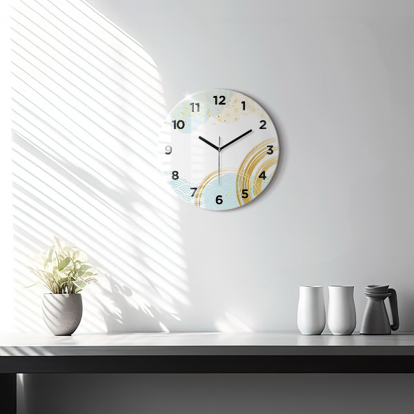 Round glass clock Decorative pattern