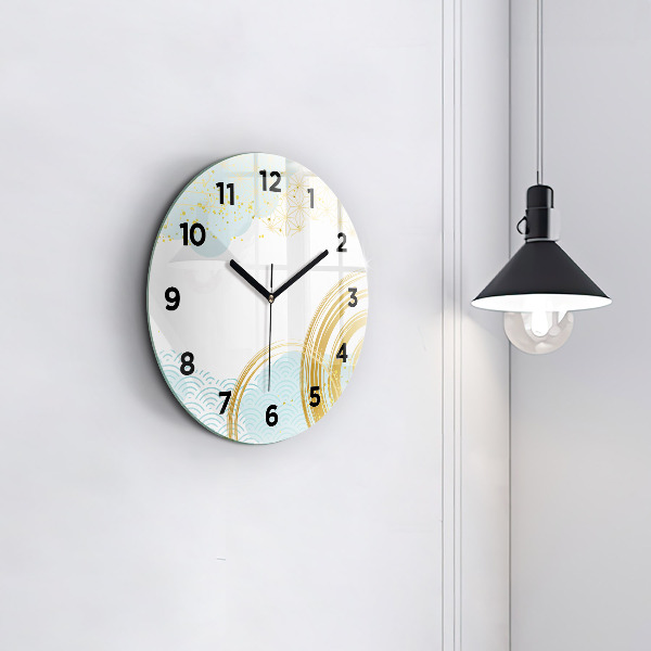 Round glass clock Decorative pattern