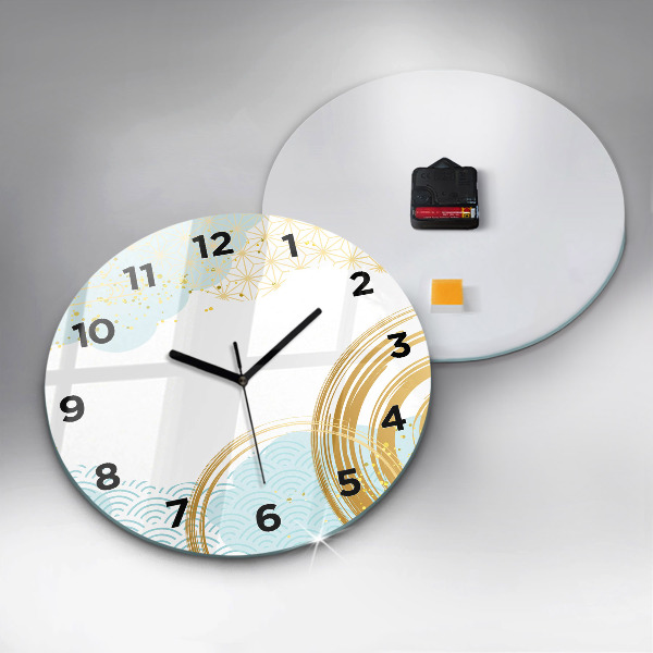 Round glass clock Decorative pattern