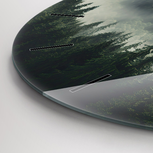 Round glass clock Forest Landscape