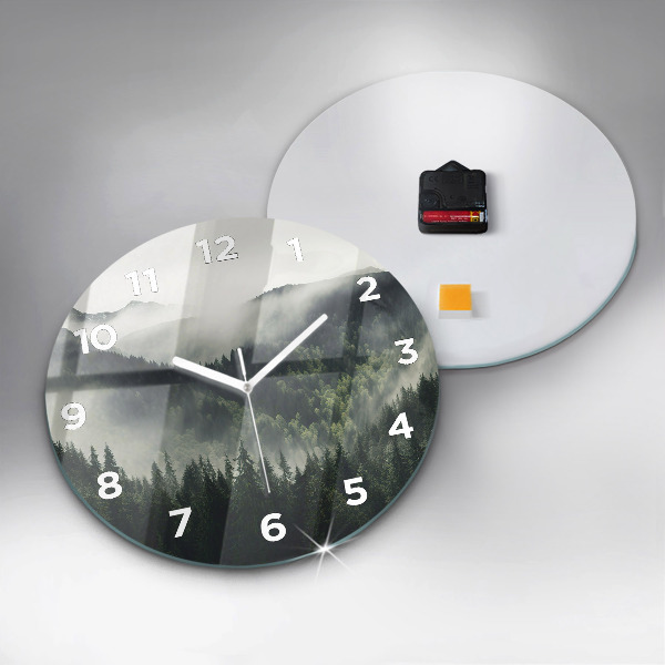 Round glass clock Forest Landscape