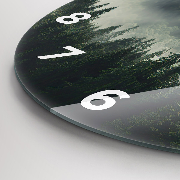 Round glass clock Forest Landscape