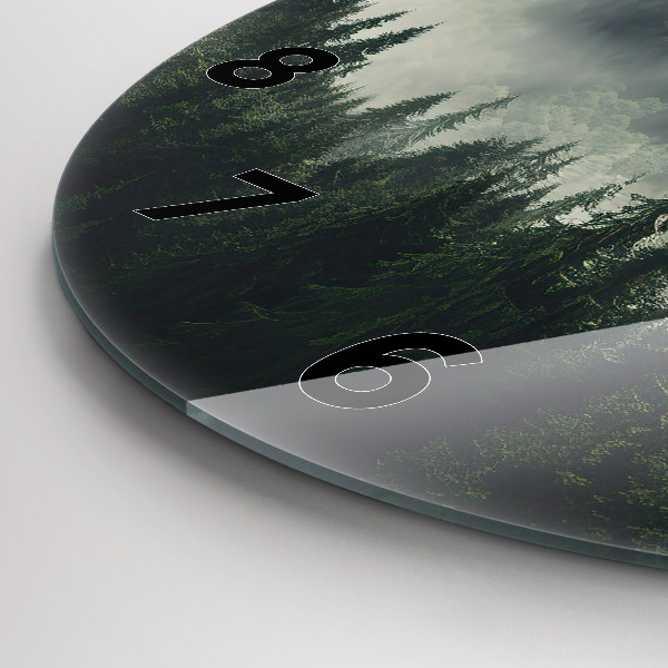 Round glass clock Forest Landscape