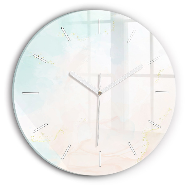 Round glass clock Watercolor marble