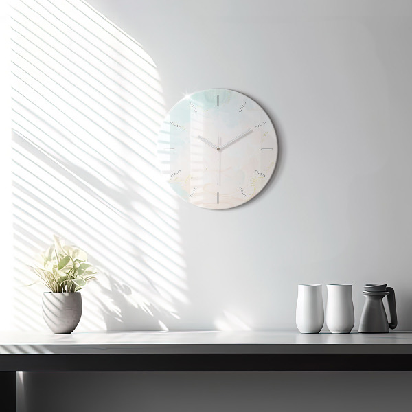 Round glass clock Watercolor marble