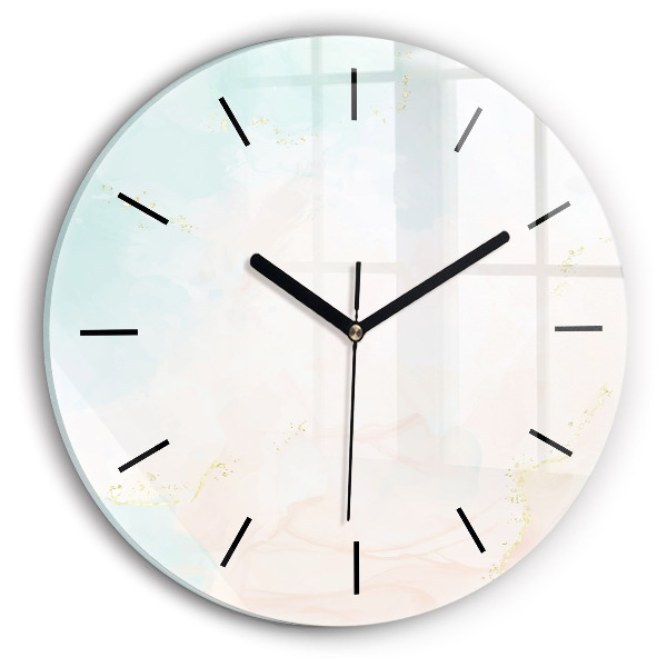 Round glass clock Watercolor marble
