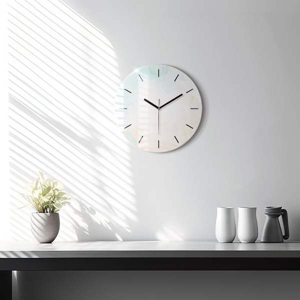 Round glass clock Watercolor marble