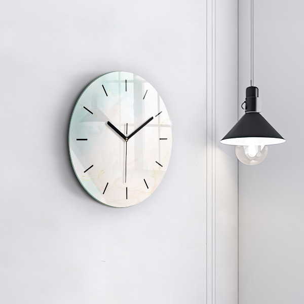 Round glass clock Watercolor marble