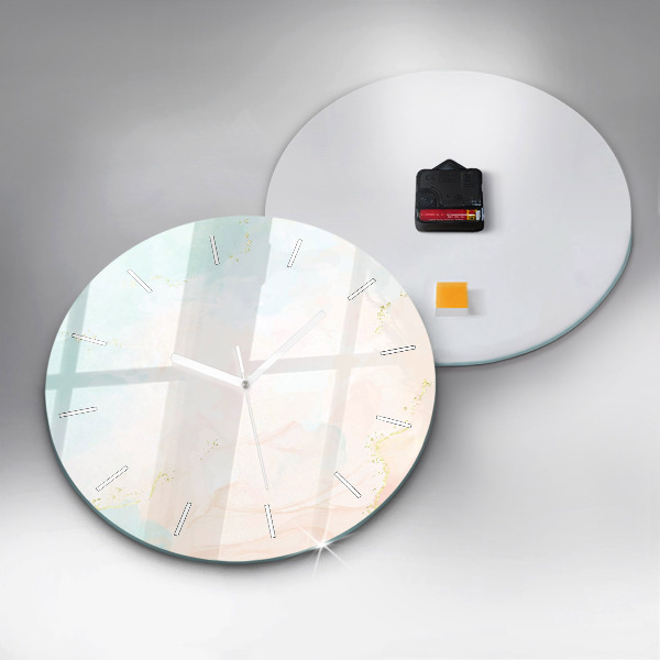 Round glass clock Watercolor marble