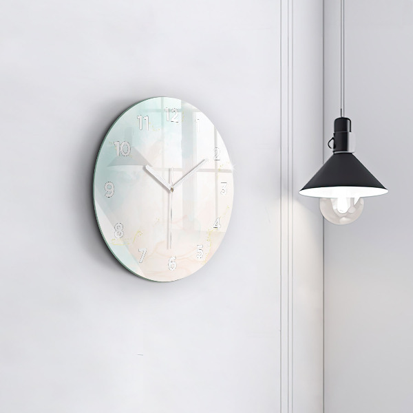Round glass clock Watercolor marble