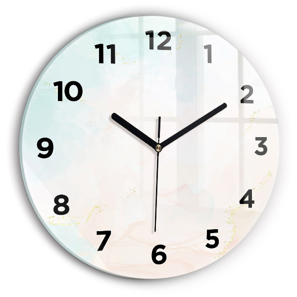 Round glass clock Watercolor marble