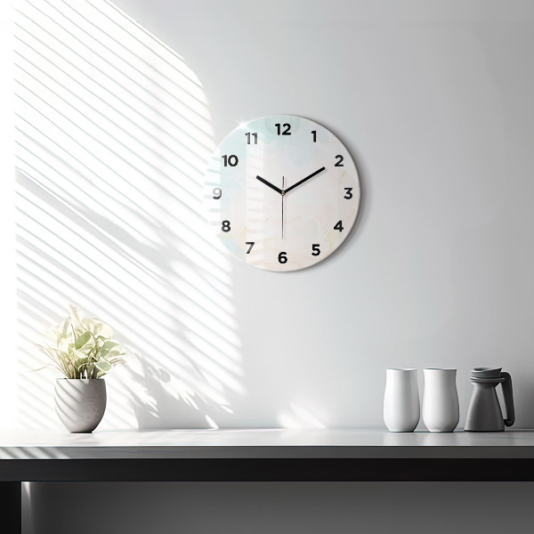 Round glass clock Watercolor marble