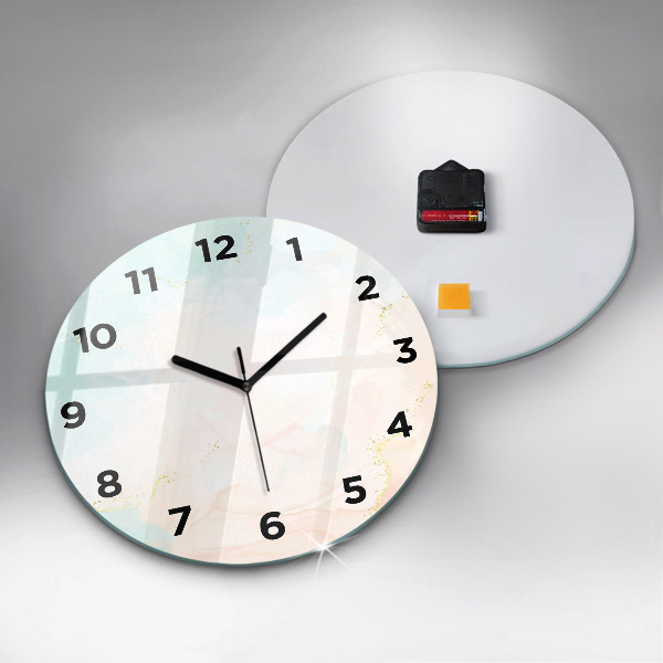 Round glass clock Watercolor marble