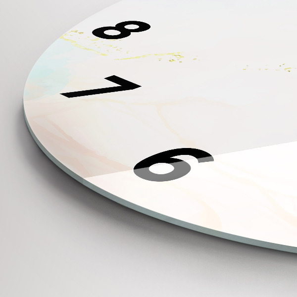 Round glass clock Watercolor marble