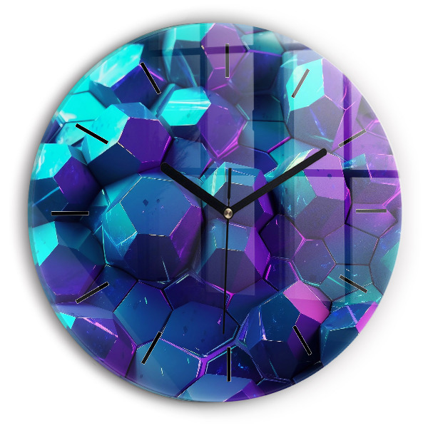 Round glass clock Geometric figures