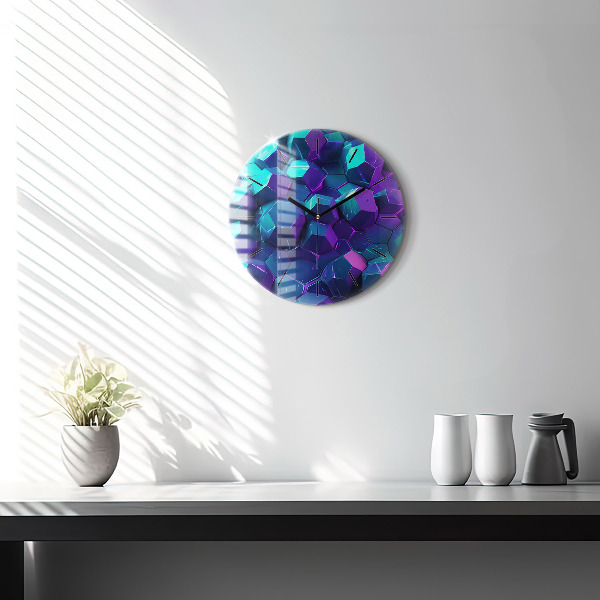 Round glass clock Geometric figures