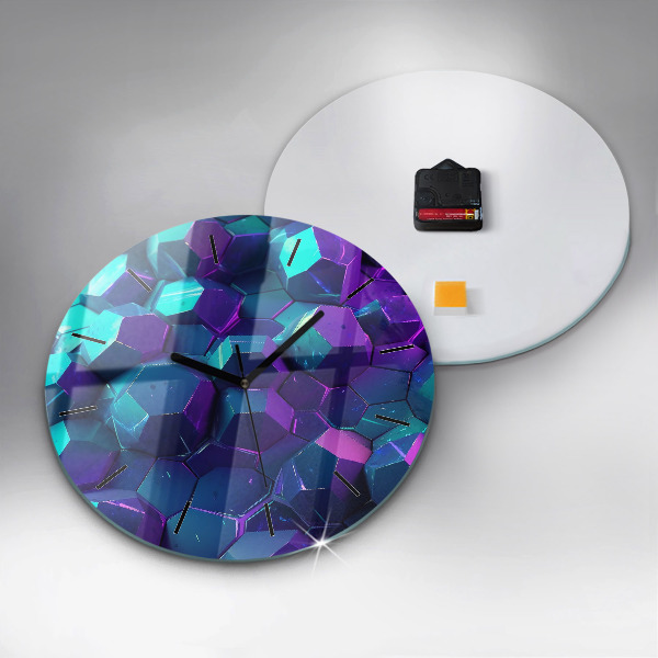 Round glass clock Geometric figures