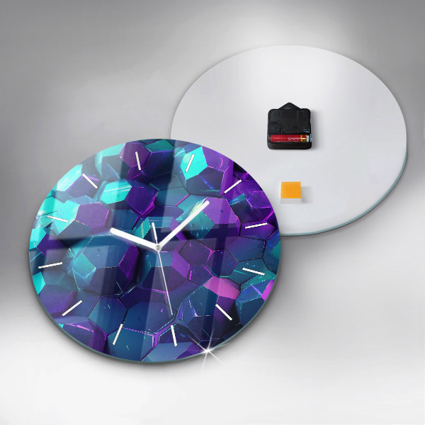 Round glass clock Geometric figures