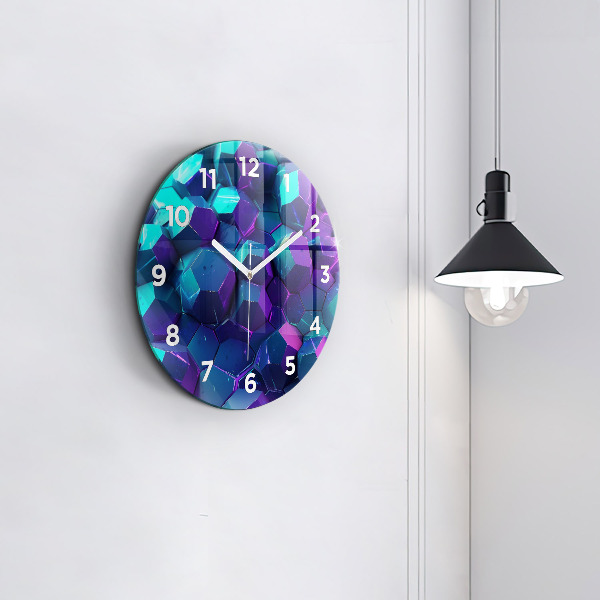 Round glass clock Geometric figures