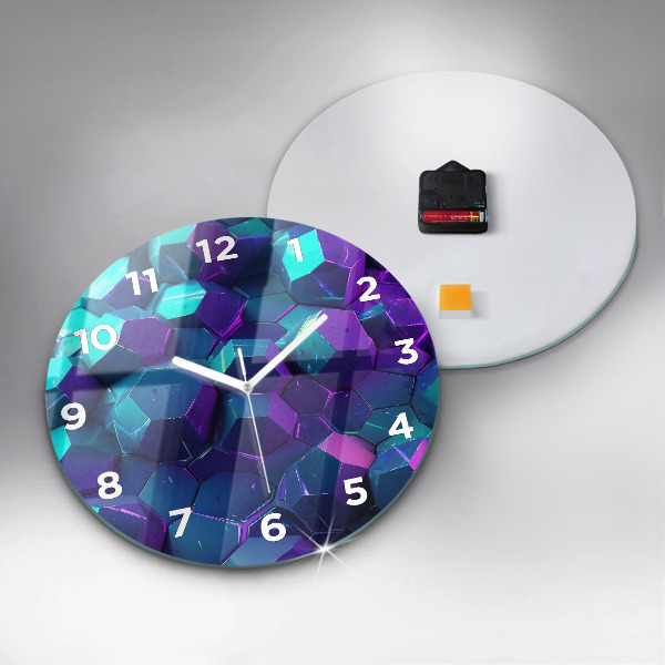 Round glass clock Geometric figures