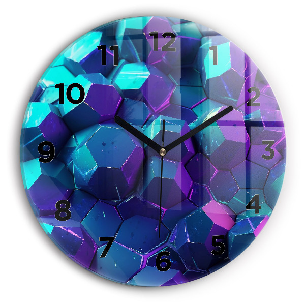 Round glass clock Geometric figures