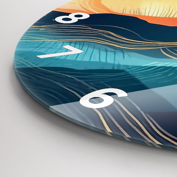 Round glass clock Mountain landscape