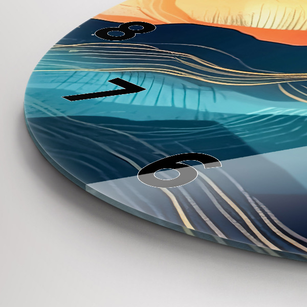 Round glass clock Mountain landscape
