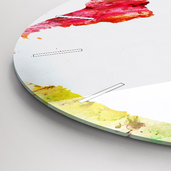 Round glass clock Watercolor world map