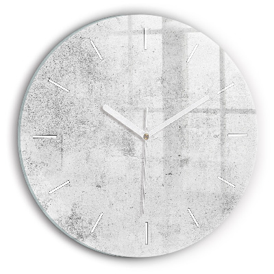 Round glass clock Concrete wall