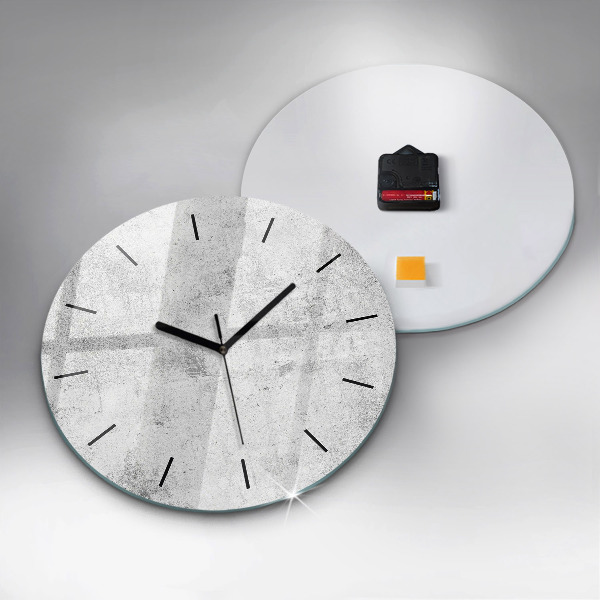 Round glass clock Concrete wall
