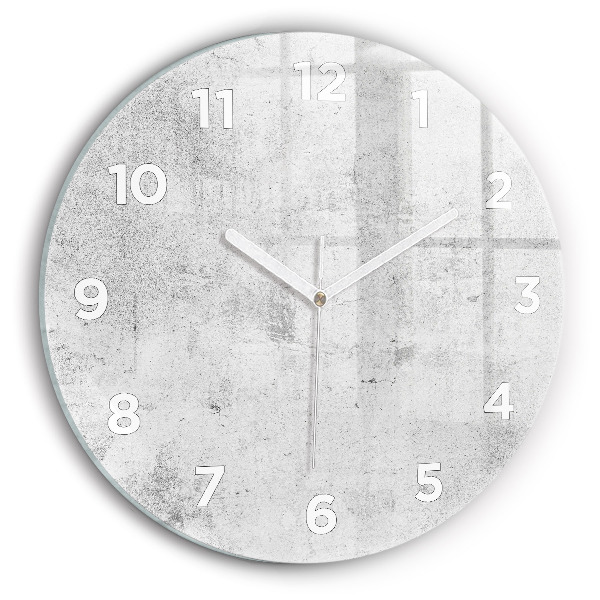 Round glass clock Concrete wall