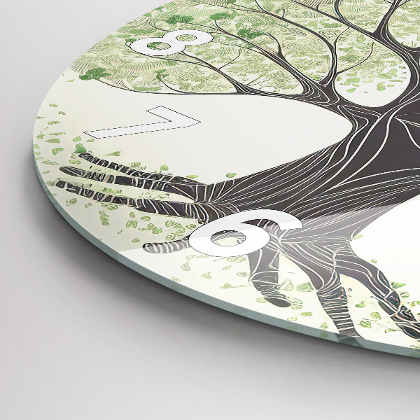 Round glass clock Big tree nature