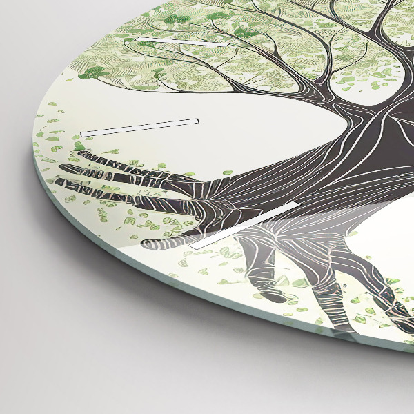 Round glass clock Big tree nature