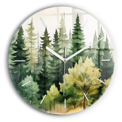 Round glass clock Landscape forest
