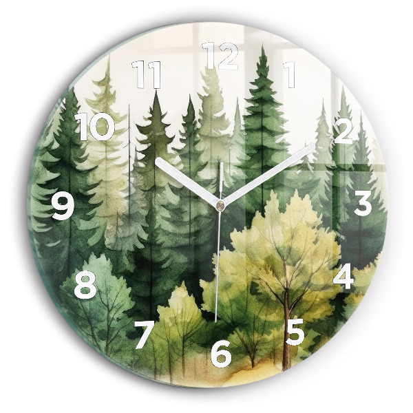 Round glass clock Landscape forest