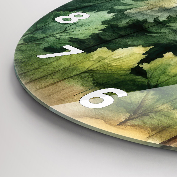Round glass clock Landscape forest