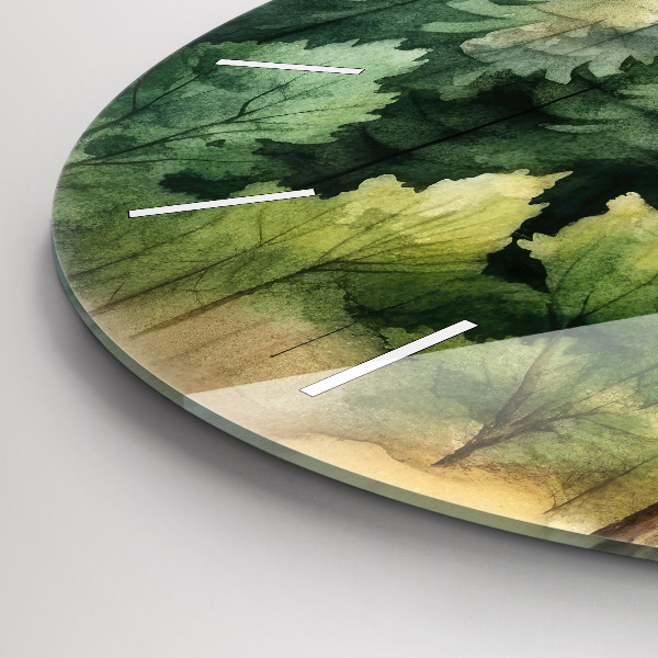 Round glass clock Landscape forest