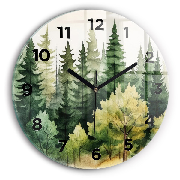 Round glass clock Landscape forest