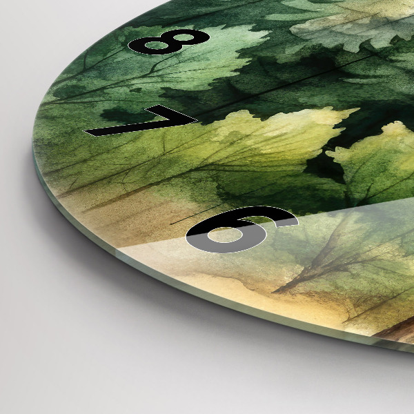 Round glass clock Landscape forest