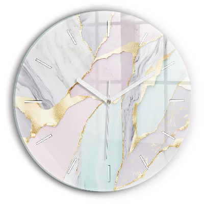 Round glass clock Marble pattern