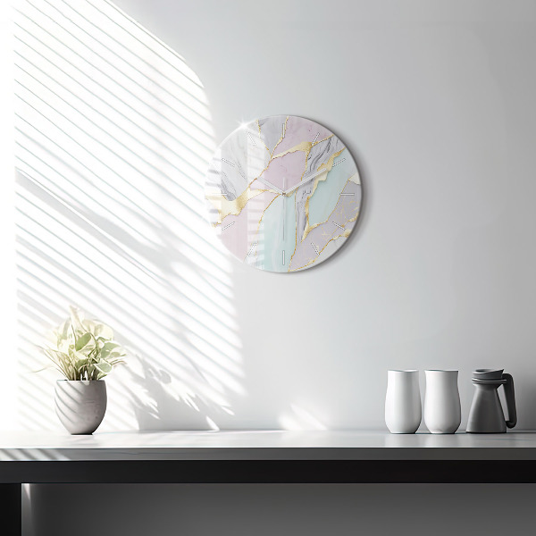 Round glass clock Marble pattern