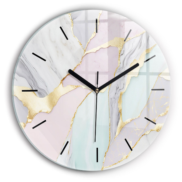 Round glass clock Marble pattern
