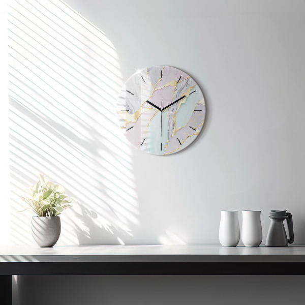 Round glass clock Marble pattern