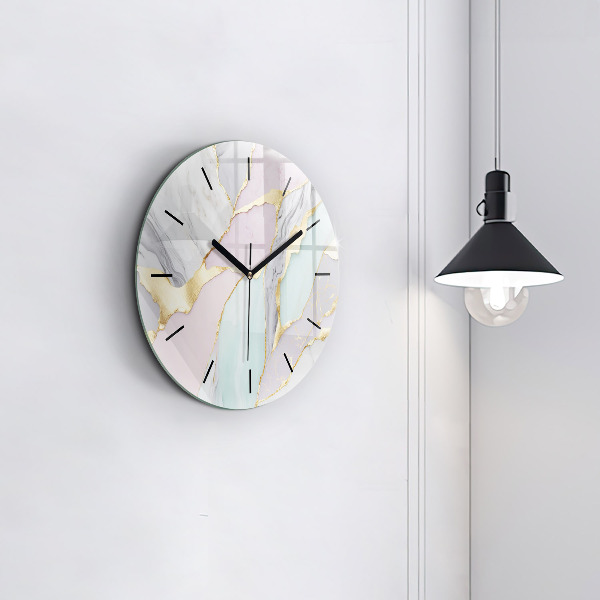 Round glass clock Marble pattern